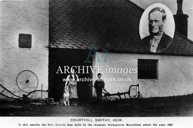 Dumfries cycling Courthill Smithy at Keir Kirkpatrick Macmillan bicycle c1905 CMc