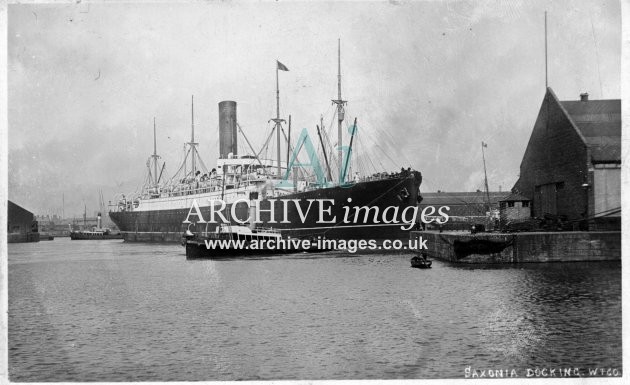 Shipping Cunard RMS Saxonia docking Liverpool Docks Mersey c1906 CMc