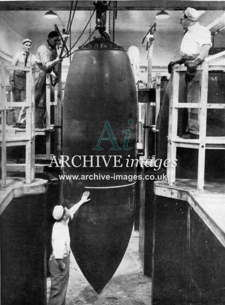 RAF Dam Busters 617 Squadron Grand Slam bomb being filled CMc