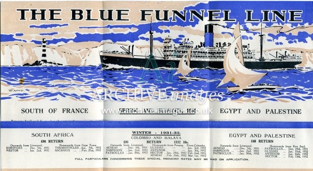 Blue Funnel Line Holidays at Sea poster 1931 B CMc