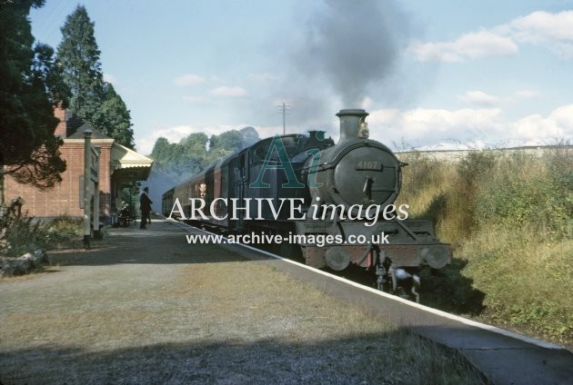 Ballingham station, No 4107 Glos train, 10.64