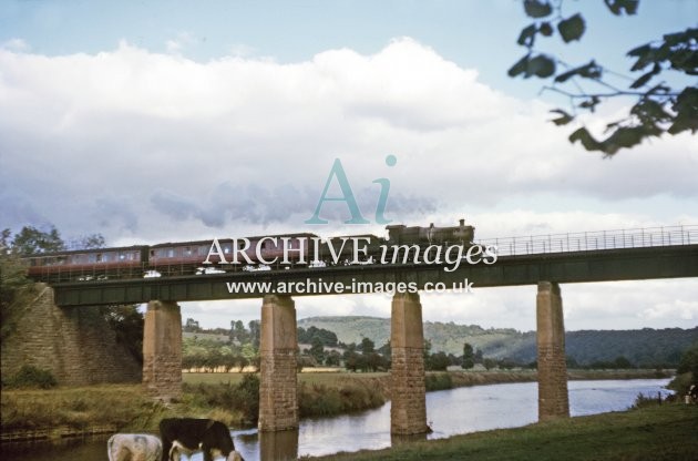 Ballingham Viaduct, Class 63xx Glos train 10.64