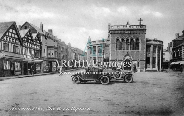 Leominster, Corn Square & motor cars c1920