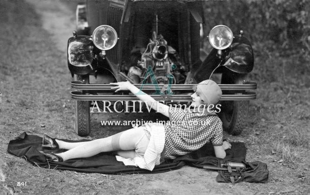 French Lingerie Study, Model & Car c1925