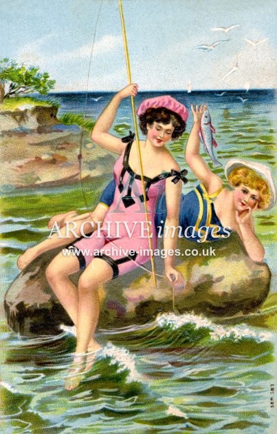 Bathing Beauties Angling c1908