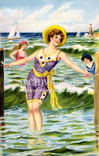 Bathing Beauties In The Sea c1908