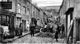 Clearing flood debris from Tregenna Hill, St Ives, c1905