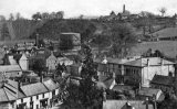 View probably from tower of St. John's church, with Town Hall on right, Midsomer Norton gas works in centre left distance and Norton Hill colliery on skyline.