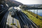 Pannier tank No. 6416 with a passenger service at Pontsticill on 9th November 1961. Coal empties on the left.