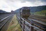 A pannier tank heads away from Buildwas Junction with a train for the Coalbrookdale line in August 1962