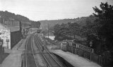 Brimscombe Engine Shed on the left, rail motor train from Chalford approaching