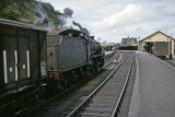 An ex SR Mogul heads through Barnstaple Junction with a goods train in August 1963