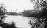 Coasting vessels under construction at Selby shipyard on the River Ouse circa 1925