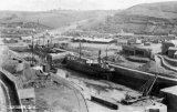Portreath harbour circa 1908, with three of the locally owned Bain fleet of coastal steamers in dock – GUARDIAN, OLIVIA and TRELEIGH.