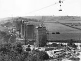 The Dearne Valley Railway viaduct at Conisborough under construction circa 1907, across the Sheffield & South Yorkshire Navigation