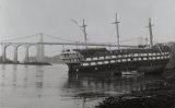 c.1950s view of HMS Conway after running aground in the Menai Straits near Menai Bridge