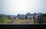A view of Kington station and goods yard from the rear of a brake van on 16th May 1964. Passenger services were withdrawn on 7th February 1955