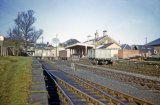 The closed ex-GWR station at Launceston in goods use on 3rd April 1962. Passenger services were withdrawn from here and transferred to the ex-LSWR station in 1952