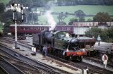Delivery of newly refurbished 45xx Class tank No. 4555 to the Dart Valley Railway at Totnes Junction on 2nd October 1965