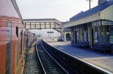 Dulverton station as seen from a Barnstaple-Taunton train circa 1962