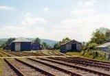A view of the goods yard at Lampeter in June 1974. Note: Photo taken with a 110 camera. The neg has deteriorated beyond use and the print is on a mottled surface photo paper, so this scan is the best we can achieve.