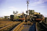 No. 20, on the left, and another unidentified 'O2' at Ryde Pier Head with trains for Newport and Ventnor in October 1965