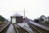 Lampeter goods shed and yard in January 1974. Coal wagons in siding