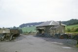Lampeter goods yard and shed in January 1974, with coal wagons in siding