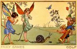 This set of Fairy games is one of Molly Bretts earliest series to appear on picture postcard. Please note: The majority of Molly Brett's work was published by Medici Cards. As this company is still in existence, we shall not be including any Brett images from any of these series on the Ai website. Those Brett images we do feature have never appeared in the Medici range.  