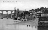 Calstock Viaduct and the Steamer Quay, looking up river circa 1910.