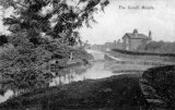 A view of the Peak Forest Canal at Marple circa 1905, with a maintenance boat moored on the left